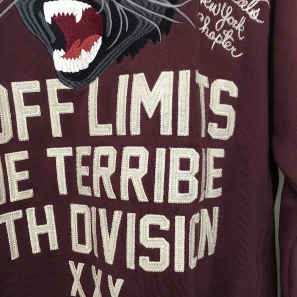 10 Deep Maroon Black Cats Outta Bounds Sweatshirt - Picture 4 of 7